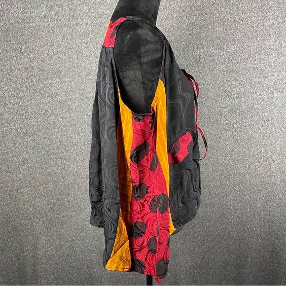 Kantha Bae Women’s OS Boho Hippie Open Tie Front Sleeveless Vest Slouchy Blouse - Picture 5 of 9